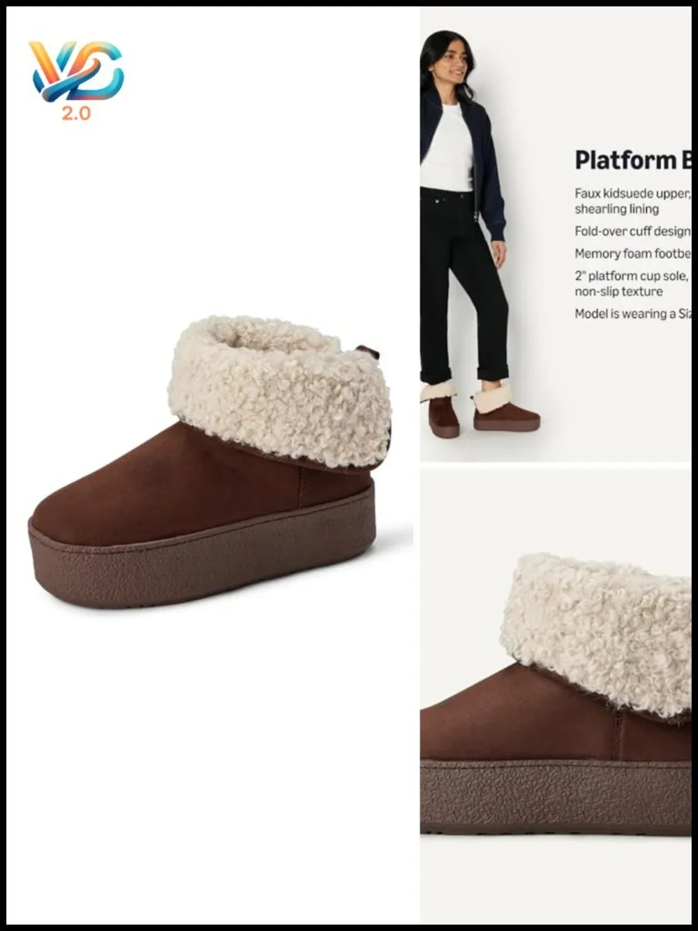 Faux Shearling Lined Platform Ankle Boots with Memory Foam
